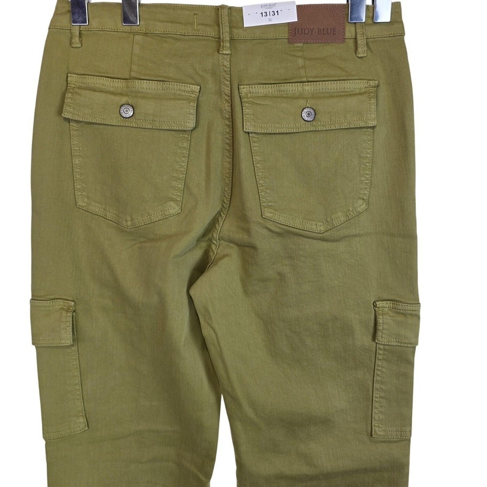 Judy Blue Pants Womens 13/31 Matcha Green High Waist Cargo‎ Straight Leg Stretch - Picture 3 of 13